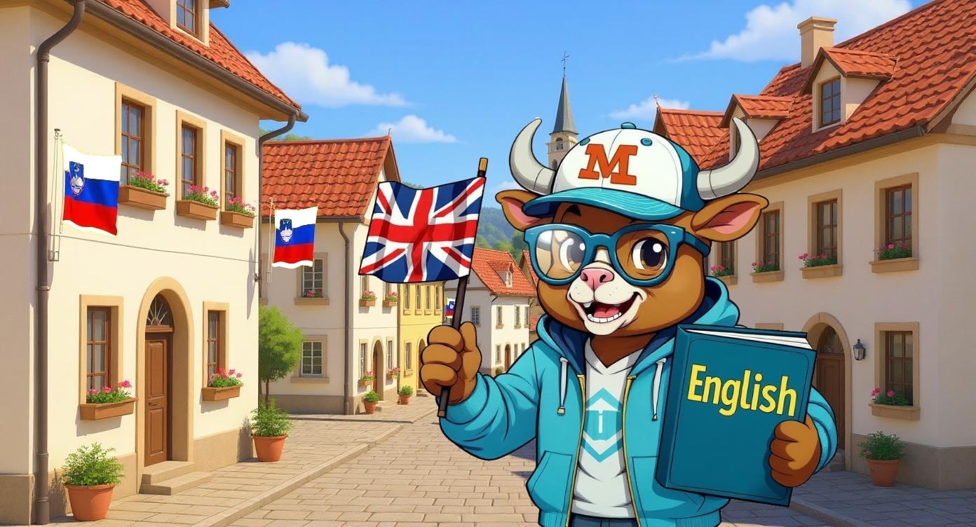 Max with British flag - English learning guide